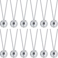 12 Piece Mirror Disco Ball Necklaces 70s Disco Party Necklaces for Home Decorations, Stage Props, Game Accessories, School Festivals,Halloween Party Favor and Supplies (Silver)