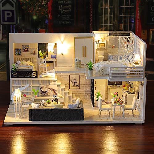  Fsolis DIY Dollhouse Miniature Kit with Furniture, 3D