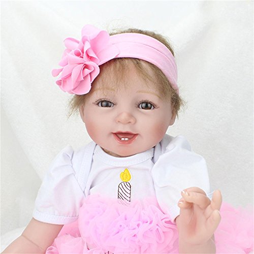 Winado 22 Reborn Baby Doll,Cloth Body & Silicone Limbs,Pink Tutu Dress 