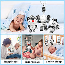Load image into Gallery viewer, Euyecety Hanging Rattles Toys White &amp; Black Stroller Toy, Newborn Toys Infant Toys Crib Toys, Soft Plush for Stroller Car Seat Crib with Wind Chimes, Best Baby Gift for 0,3,6,9,12,18 Months (3 Packs)
