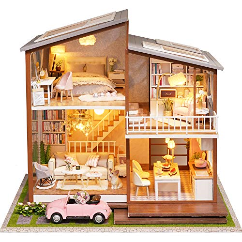 Diy Doll House Music+led Light Villa Model Building Kit Wooden