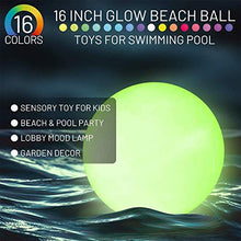 Load image into Gallery viewer, Pool Toy 16&quot; LED Glow Beach Ball Toy with 16 Color Changing Lights, Glow in Dark Pool Games Toys for Teens Adults, Great for Summer Parties, Pool/Beach Parties, Raves, or Blacklight/Glow Parties.
