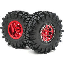 Load image into Gallery viewer, hobbysoul 4pcs RC 2.2 Mud Slingers Tires Crawler Tyres Height 124mm &amp; Aluminium 2.2 Beadlock Wheels Rims Red Color
