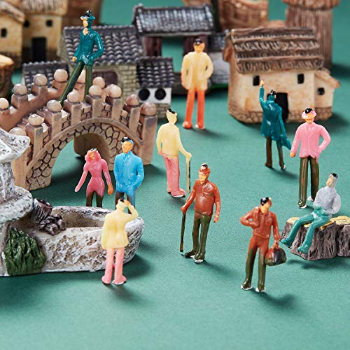 Gejoy 100 Pieces People Figurines 1:75 Scale Model Trains Architectural  Plastic People Figures Tiny People Sitting and Standing for Miniature Scenes