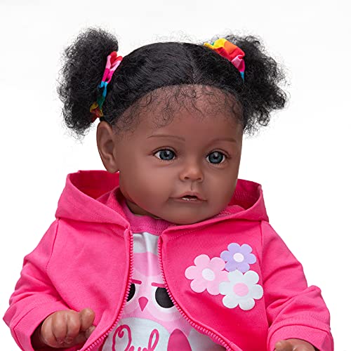 Anano 22 Inch African American Black Skin Reborn Baby Dolls Silicone Full  Body Lifelike Looking Anatomically Correct