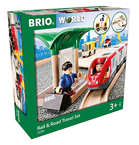 BRIO World Wooden Railway Train Set Rail & Road Loading Set by Brio