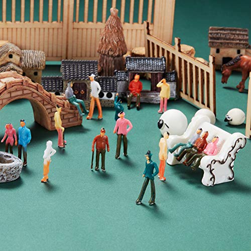 Gejoy 100 Pieces People Figurines 1:75 Scale Model Trains Architectural  Plastic People Figures Tiny People Sitting and Standing for Miniature Scenes
