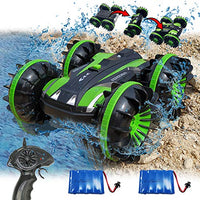 VOLANTEXRC Amphibious RC Car Boat for Kids 4WD Remote Control Vehicle for Water and Land 2.4Ghz All Terrain Truck Stunt 360 Rotating for Boys & Girls Green